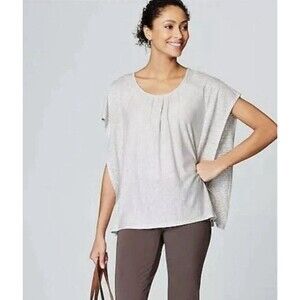 J Jill Pure Jill Top Shirred Neckline Flutter Side Linen Blend Size XL Boxy Top